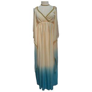 Greek princess costume dress in cream and turquoise